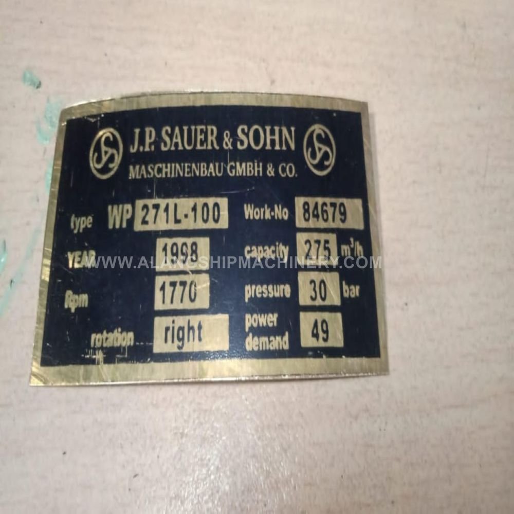 J.P. SAUER & SOHN WP 271L-100 Air Compressor